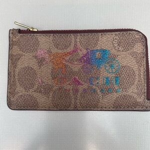 Coach Rexy Multicolor Logo zip card case